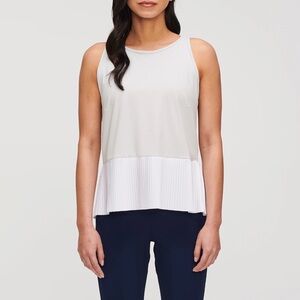 Cotidie Meredith Tank Top Size S Light Grey White Pleated Preppy Office Casual